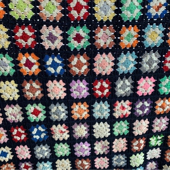 Afghan Crochet Granny Square Blanket Throw Quilt Cabin Vibes - Picture 8 of 12